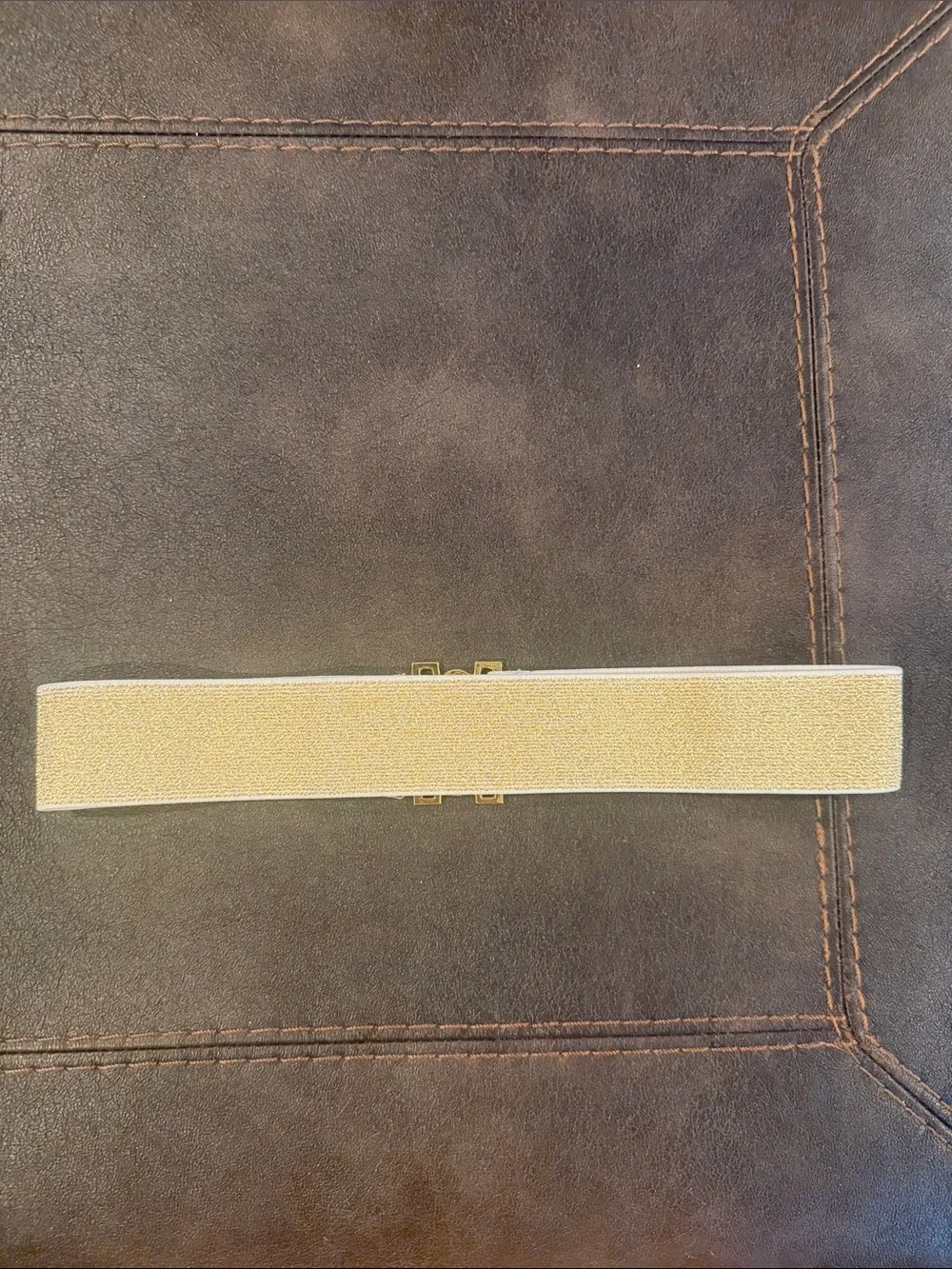 Large / XL Stretch belt Gold Elastic Waist Belt with Hook Closure